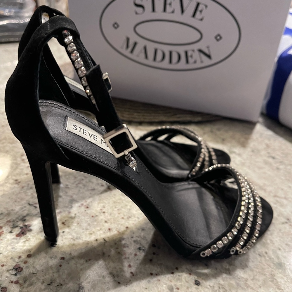 Steve Madden Black Rhinestone Heels